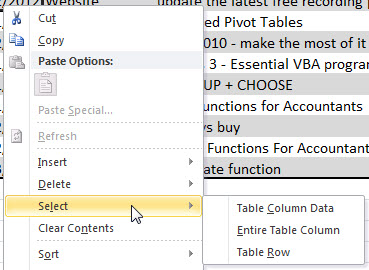 Format As Table Select