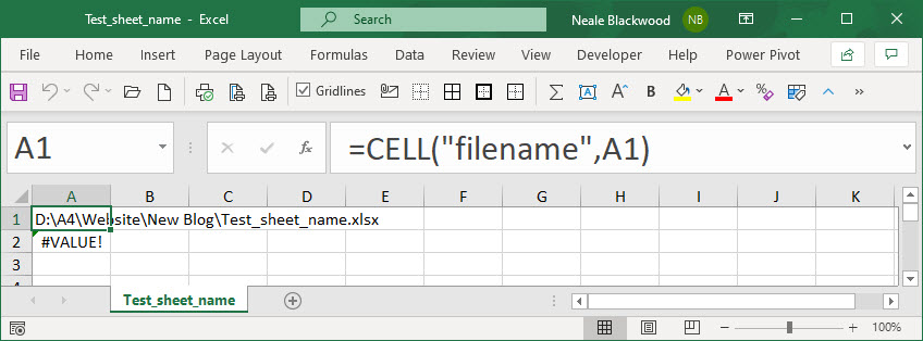 Issue With Extracting A Sheet Name In Excel Accounting